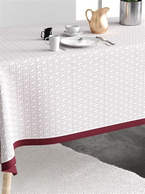 Nappe Rectangulaire Anti Tache En Coton Barba Prune Blanc Kiabi