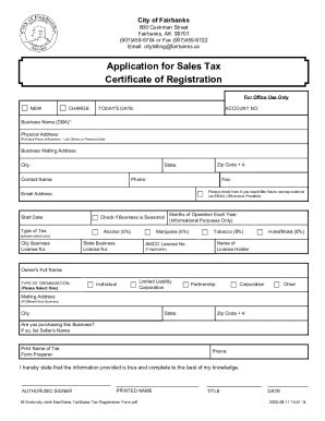 Fillable Online Application For Sales Tax Certificate Of Registration