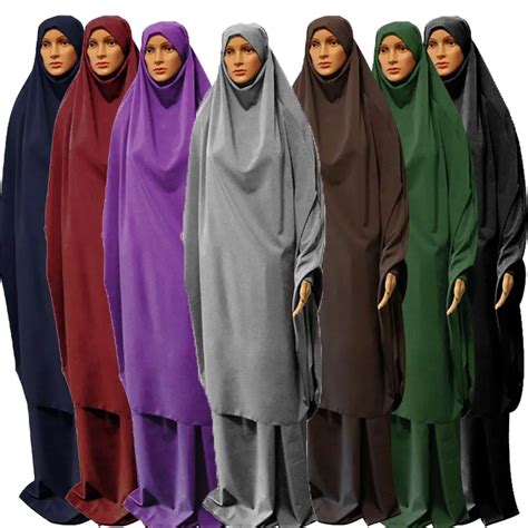 Muslim Prayer Garment Hijab Abaya 2 Pieces Dress Islamic Jilbab Modest