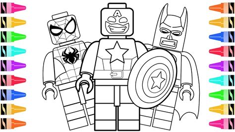 How To Draw Lego Superheroes Captain America Kids Learn Colors Youtube