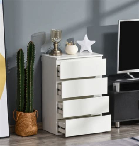 Narrow Chest Drawers Modern White Sideboard Tall Slim Storage Bedroom