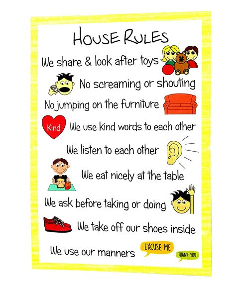 Buy kids2learn A4 House Rules Sign Educational Nursery SEN Children Kids Online at ...