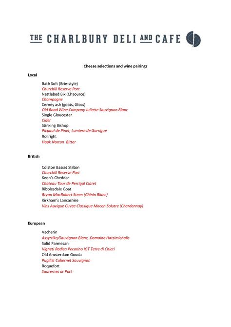 Cheese Pairings – Charlbury Deli & Cafe
