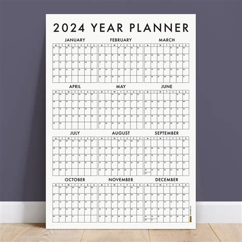 Printable 2024 Wall Calendar 2024 Wall Planner 2024 Year Planner