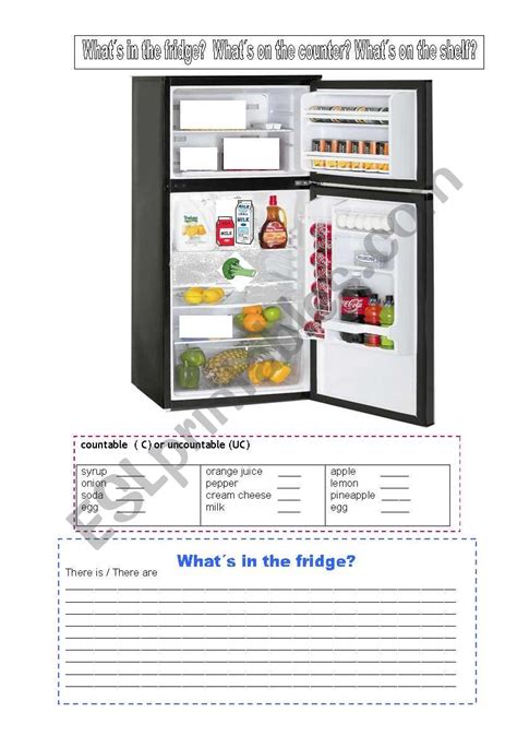 In The Fridge On The Counter On The Shelf ESL Worksheet By Gloriawpai