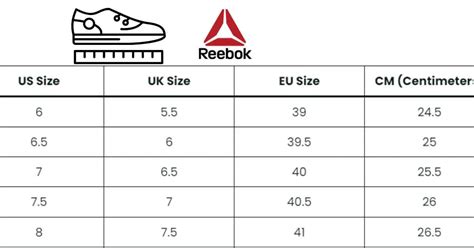 Reebok Shoe Size Chart Guide