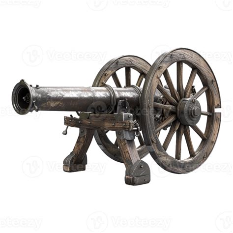 Ancient Cannon On Wheels On Transparent Background 47084873 Png