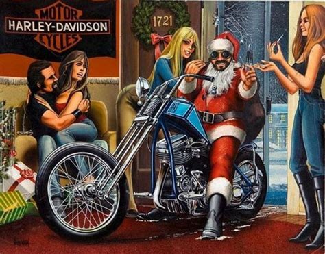 Biker Merry Christmas Artist David Mann David Mann Art David Mann