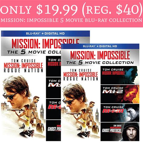 Only 19 99 Regular 40 Mission Impossible 5 Movie Blu Ray