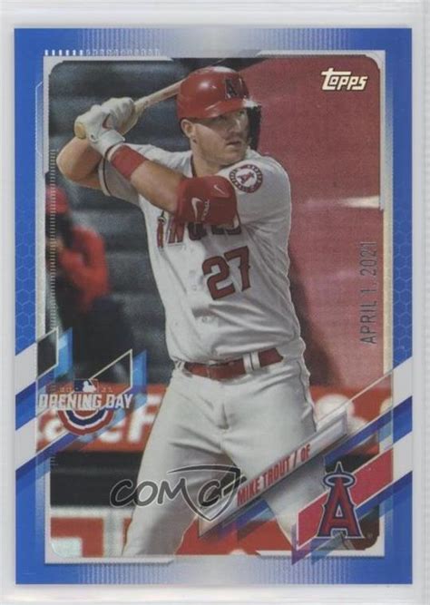 Topps Opening Day Opening Day Edition Blue Foil Mike Trout Ebay