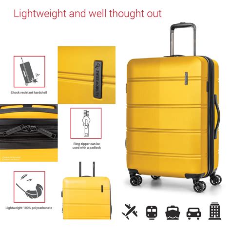 Swiss Mobility Lax Collection 3 Piece Hard Shell Luggage Set Expandable Suitcases With 360