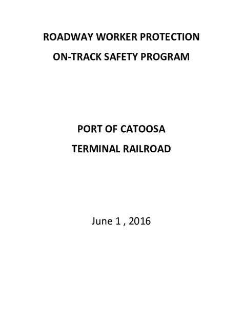 Fillable Online Roadway Worker Protection On Track Safety Program Fax