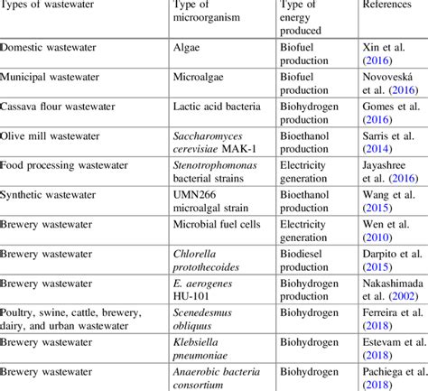 Wastewater Microbes Chart