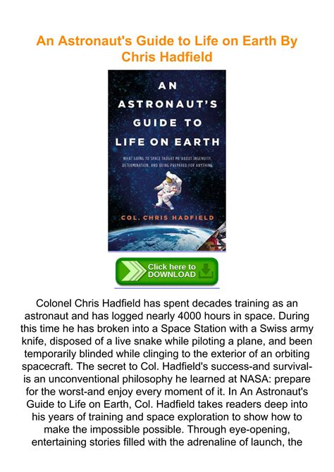 An Astronaut S Guide To Life On Earth By Chris Hadfield By Ebooksnew