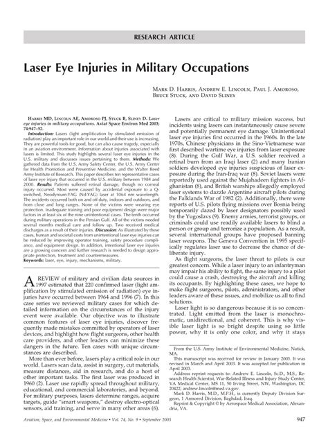 (PDF) Laser eye injuries in military occupations