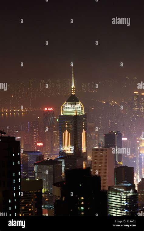 Night View of Hong Kong Skyline From Victoria Peak Hong Kong China ...