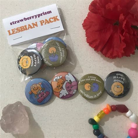 Pack Retro Style Lesbian Button Pins Mm Etsy