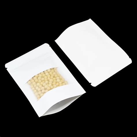 14 20cm White Kraft Paper Doypack Ziplock Storage Bag Packing With