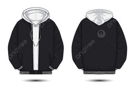 Mockup Desain Jaket Hoodie Hitam Lengan Panjang Jaket Hoodie Maket Jaket Desain Depan Dan