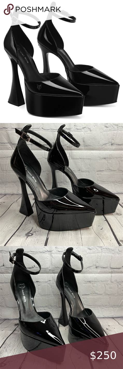 New Naked Wolf Daria Black Patent Leather Platform Pump Black Patent Leather Black Patent