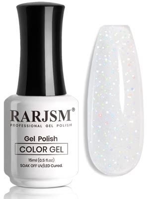 Amazon Rarjsm Nude Milky White Gel Nail Polish Blue Tone Rainbow