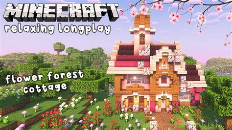 Minecraft Relaxing Longplay 🌷 Springtime Cherry Blossom Wood Cottage