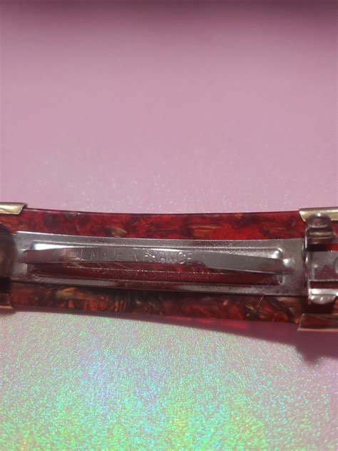 6 Vintage French Hair Barrettes Multicolor Geometri… - Gem