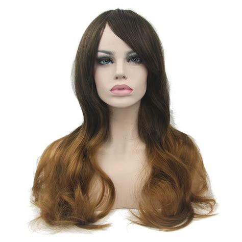 Soowee Long Body Wavy Synthetic Hair Black To Brown Ombre Hair Wigs