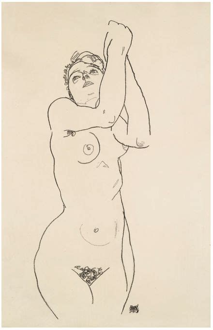 Egon Schiele STEHENDER AKT MIT ERHOBENEN ARMEN STANDING NUDE WITH