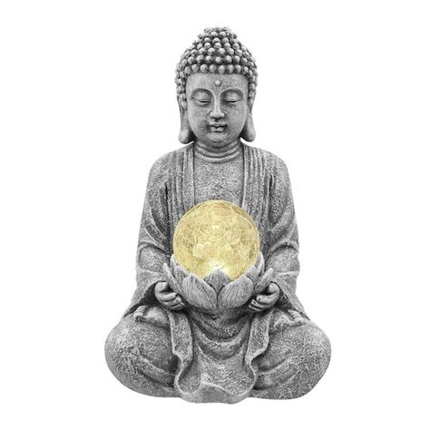 Goodeco Meditating Buddha Statue with Solar Light Solar Garden Buddha ...