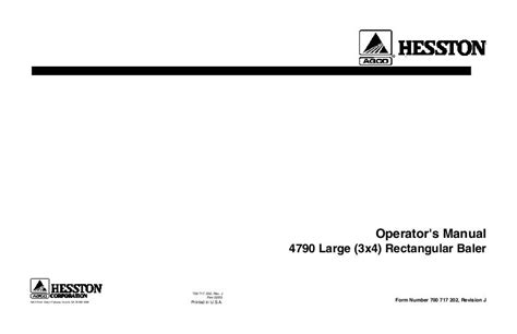 Agco Technical Publications Hesston Hay Equipment Balers Big Square