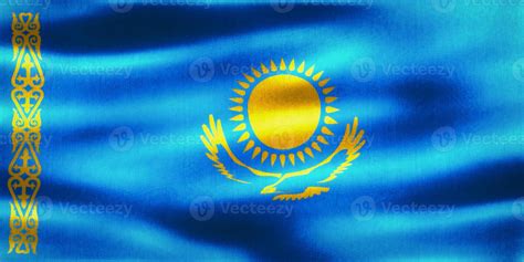 3D Illustration Of A Kazakhstan Flag Realistic Waving Fabric Flag