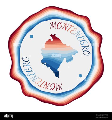 Montenegro Badge Map Of The Country With Beautiful Geometric Waves And