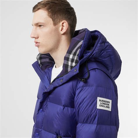 Detachable Sleeve Hooded Puffer Jacket In Dark Cobalt Blue Men Burberry Canada