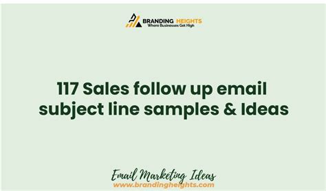 117 Sales follow up email subject line samples & Ideas - Branding Heights