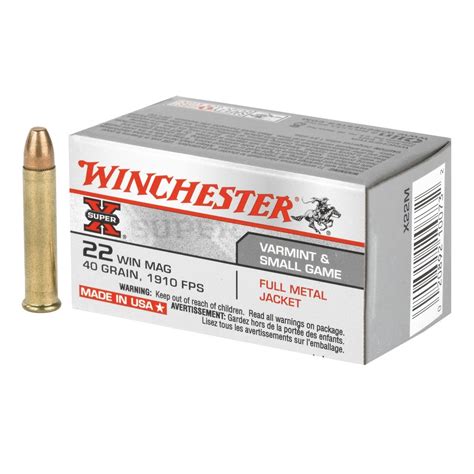 Winchester Super X Ammunition 22 Winchester Magnum Rimfire Wmr 40 Grain Full Metal Jacket