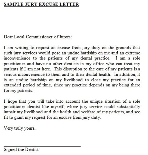 15 Free Jury Duty Excuse Letters And Templates Word Pdf Best Collections