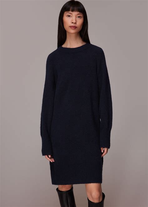 Navy Crew Neck Knit Dress | WHISTLES