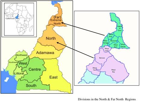 Cameroon Map Showing The Ten Regions And Administrative Divisions Of