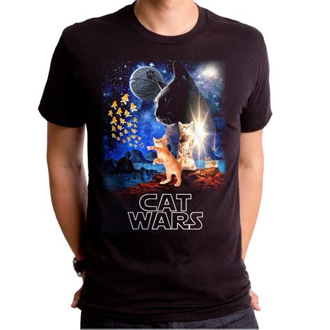 Cat Wars Unisex T Shirt Wte0129 501blk Cats Star Wars Funny Cat Tee