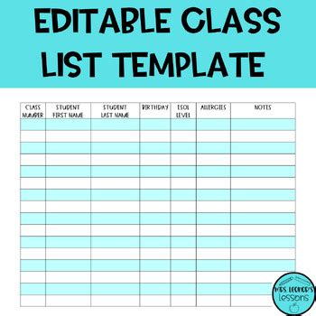 editable class list template freebie   leonors lessons tpt