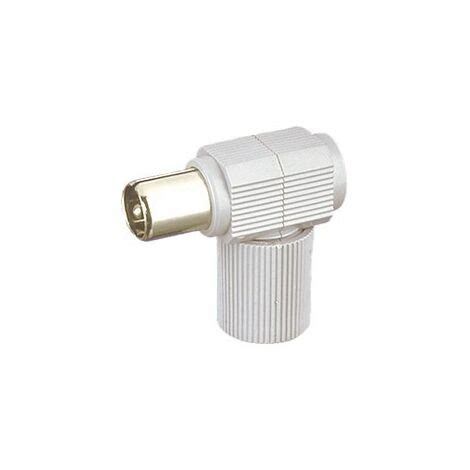 Conector Antena TV Macho 9 52mm Acodado Color BLANCO K13191