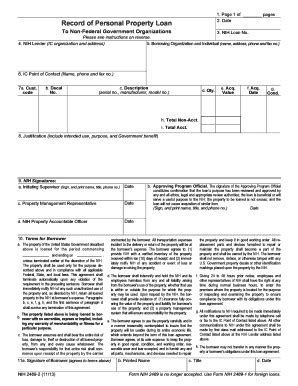 Fillable Online Oma Od Nih Form NIH 2489 2 Record Of Personal Property