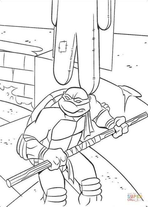 Donatello With A B Weapon Coloring Page Free Printable Coloring Pages