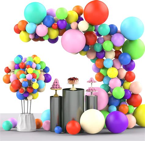 129pcs Assorted Color Balloons Latex Balloons Different Sizes 18 12 10 5 Inch Party