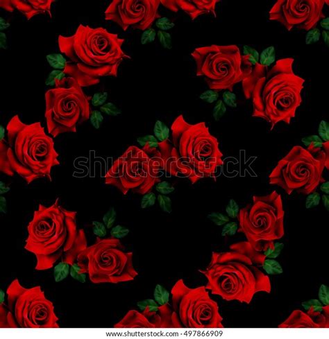 Beautiful Seamless Pattern Red Roses On Stock Vector Royalty Free