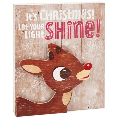 Rudolph The Red Nosed Reindeer® Shine Rustic Quote Sign With Light 10x12 Red Nosed Reindeer