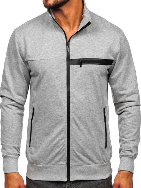 Bolf Herren Sweatshirt Mit Reißverschluss Grau B227