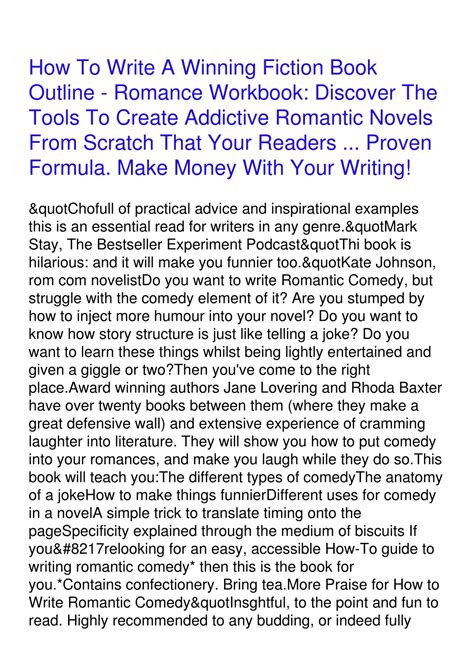 Ppt ⚡read [pdf] How To Write A Winning Fiction Book Outline Romance