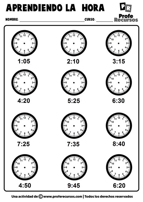 Actividades Aprender Las Horas